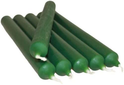 REQUISITE NEEDS Pack 10 Colourful Paraffin Wax Dinner Stick Candles Dark Green