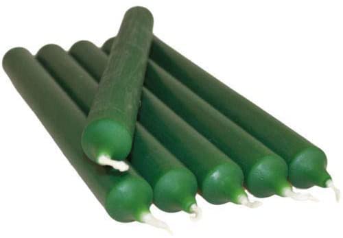REQUISITE NEEDS Pack of 10 x Colourful Paraffin Wax Dinner Stick Candles (Dark Green)