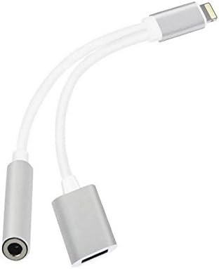 Skuan iphone 7/7 plus/8/X adapter, 2 in 1 Lightning Adapter and Charger, Lightning to 3.5mm Aux Headphone Jack Audio Adapter for iphone X, 8, 8 plus, 7, 7 plus (Silver)