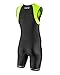 SLS3 Triathlon Suits Mens - Premium Trisuit Triathlon Men - Sleeveless, Quick Drying Tri Kit with Large Back Pocket (Black/Neon, M)
