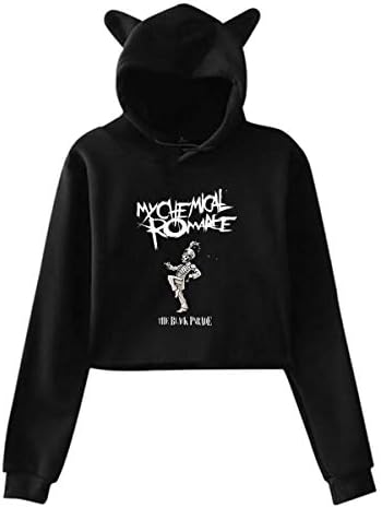 Women's Long Sleeve My Chemical Romance Print Cute Cat Ear Pullover Hoodie