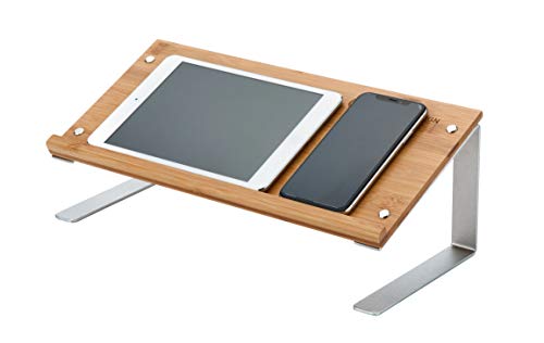 JackCubeDesign Bamboo Tablet Smartphone Book Stand Mobile Cell Phone Display Organizer Shelf Desktop Computer Laptop Document Holder for Desk(14 x 6.7 x 5.3 inches) -:MK294B