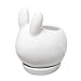 Youfui Rabbit Bunny Ivory White Ceramic Flower Pot Planter for Succulent Cactis Small Simple with Tray