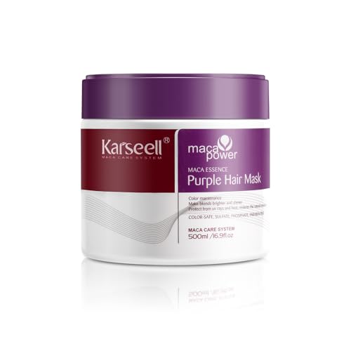 Karseell Purple Hair Mask 500ml Neutralizes Yellow Tones Deep Nourish Brighten Hair for Light Blonde, Platinum, White or Grey Hair