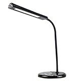 ToJane 5-Level Dimmable LED Desk Lamp, Touch Dimmer Control Panel, Goose Neck Lamp, Study/Work Lamp, Office/Bedroom Lamp, Eye-Care Lamp, USB Charging Port, 8W, Black