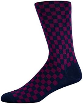 Soxsmith Best Quality Men's Cotton Two Color Checkerboard Socks 7-10 Berry