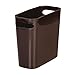 mDesign Slim Plastic Rectangular Small Trash Can Wastebasket, Garbage Container Bin with Handles for Bathroom, Kitchen, Home Office, Dorm, Kids Room - 10 High, Shatter-Resistant - 2 Pack - Dark Brown