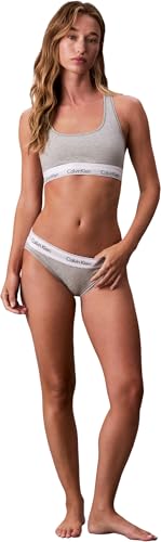 Donna Bralette Unlined con Fascia con Logo, Grigio (Grey Heather), XS