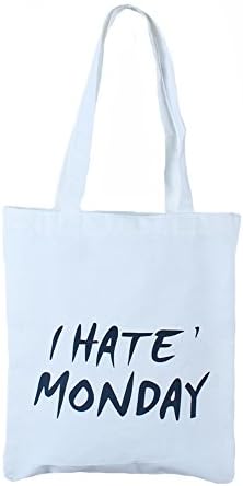 Kelvin Degree i hate monday women's canvas shoulder bag (white)