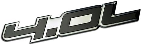 ERPART 4.0L Liter Embossed Black on Highly Polished Silver Real Aluminum Auto Emblem Badge Nameplate Compatible with BMW Land Rover Mazda Nissan Suzuki Toyota Volkswagen