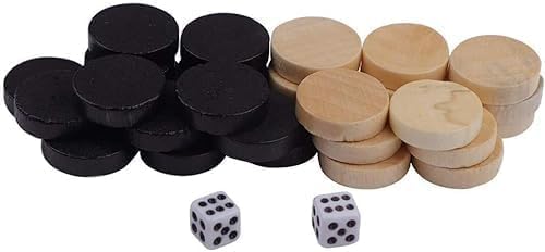 32Pcs Two-Tone Game Chess Piece, Roundness Draughts and Checkers and Backgammon Chess Piece for Board Game Learning, Arcade and Table Games