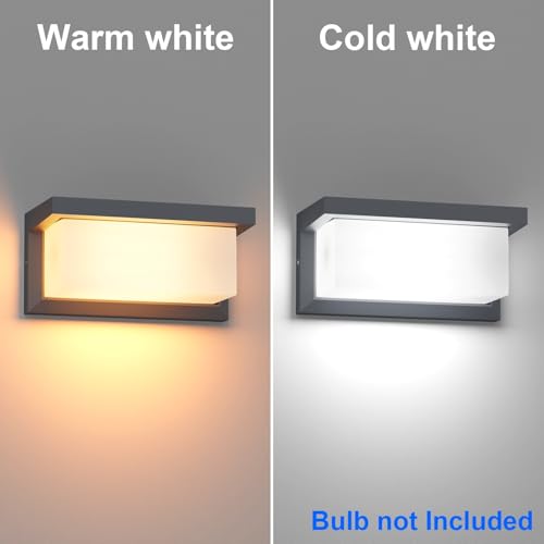 Klighten 2pcs E27 Outdoor Wall Light, 60W E27 Wall Light, IP65 Outdoor Wall Lamp for Indoor and Outdoor Use, Anthracite, (No Bulb)