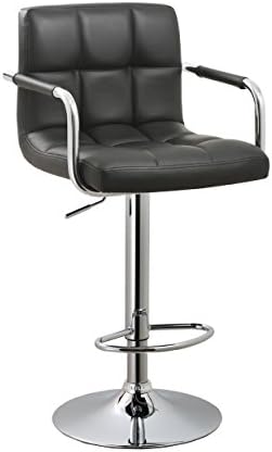Christies Home Living Leather Adjustable Retro Bar Stool (Black)