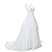 KevinsBridal Lace V Neck Wedding Dress Illusion Chiffon Beach Wedding Gown Straps Ivory Size 12