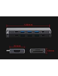 USB C Hub Adapter, Dual Type C Hub with 4K HDMI Port, 3 USB 3.0 Ports, MicroSD SD Card Reader, Thunderbolt 3 Port and USB-C 2.0 3.0 Data Port for MacBook Air, MacBook Pro