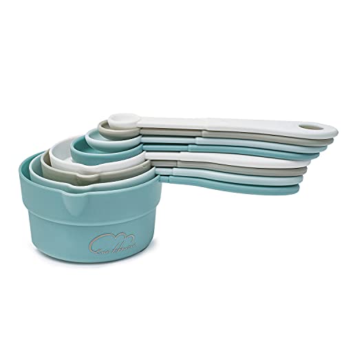 Plastic Measuring Cups and Spoons Set of 8 Easy to Read Measuring Cups Measuring Spoons with