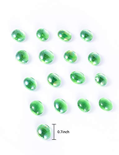 Joyclub Green Flat Marbles, Pebbles, Glass Gems for Vase Fillers, Party Table Scatter, Wedding, Decoration, Aquarium Decor, Crystal Rocks, 1 lbs (Approx 100 pcs)