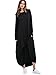 Verdusa Women's Long Sleeve Casual Loose Fit Shift Midi Long Dress with Elastic Hem Black L