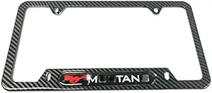 Mesport Carbon Fiber Style Stainless Steel Rust Free Mustang License Plate Cover Frames Holder with Screw Caps Mustang (1 CB)