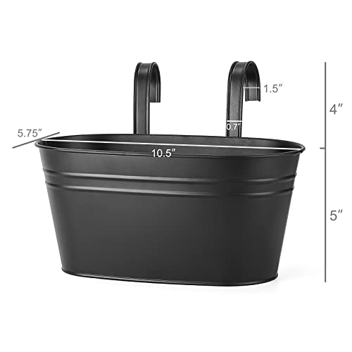 Dahey Metal Iron Hanging Flower Pots for Railing Fence Hanging Bucket Pots Countryside Style