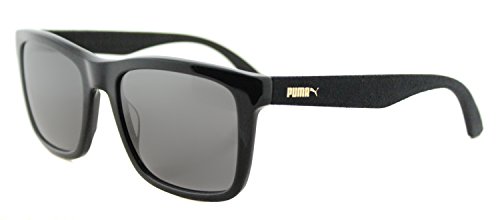 Puma pu 0040s 002 suede shiny black plastic rectangle s…