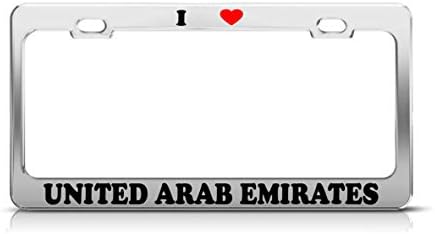 I HEART UNITED ARAB EMIRATES Country Nation Guts Metal Tag License Plate Frame