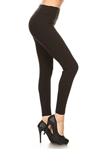 Leggings Depot Yoga Waist REG/Plus Women's Buttery Soft Solid Leggings 16+Colors (One Size (Size 0-12), Black)