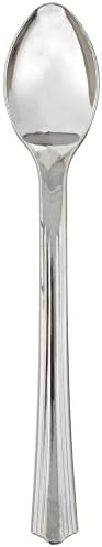 WNA Comet RFPSP4 Reflections Petites 4 1/4" Stainless Steel Look Heavy Weight Plastic Tasting Spoon - 50/Pack