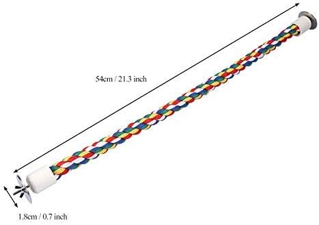 Sheens Rope Perch, Colorful Cotton Rope Bird Perch with Bending Design for Parrots Parakeets, Cockatiels, Lovebirds, Finches - Image 5