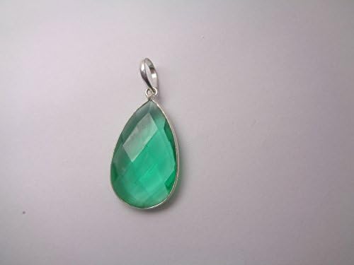Colombian Emerald Teardrop Pendant, Silver Filled Pendant, Birthstone Pendant