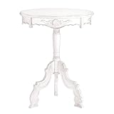 Shabby Elegance Distressed White Rococo Accent Table