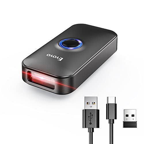 Eyoyo 2D Bluetooth Barcode Scanner, Wireless 1D QR Barcode Scanner for iPhone iPad, iOS, Android, PC Tablets POS