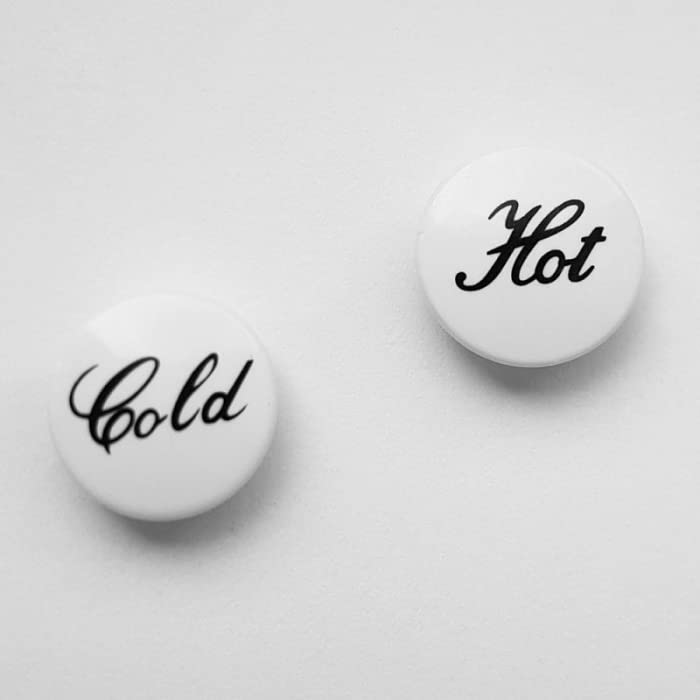 Plastic Tap Top Indices Hot and Cold Large Domed Push Traditional Classic Head Covers Heads and Mechanism Conversion Kit for Basin Bath and Kitchen Sink (Outer/14mm Inner/11mm)