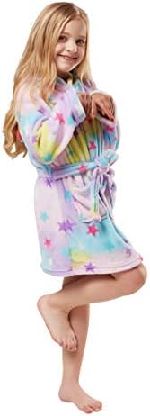 Kid Bathrobe Unicorn Robe Unisex Flannel Nightgown Hooded Sleepwear