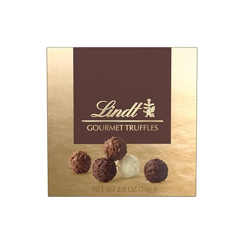 LINDT GOURMET TRUFFLES CHOCOLATE CANDY TRUFFLES GIFT BOX, ASSORTED CHOCOLATE TRUFFLES, 2.8 OZ.