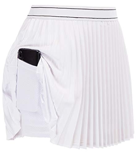 Women Pleated Tennis Skirts Sports Skort with Built-in Shorts Side