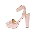 calico KiKi Women's Shoes Buckle Ankle Strap Open Toe Chunky High Heel Platform Dress Sandals