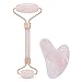 Mineral Glow Pink Jade Roller and Gua Sha Tool for Under Eye, Face, Neck, Body | Premium 100% Real Rose Quartz Beauty Facial Skins Massager for Slimming & Firming | Soothing Stone Massage Set
