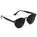 WearMe Pro Classic Small Round Retro Sunglasses, Black Frame/Black Lens