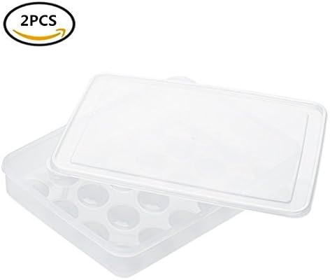 Dispenser Clear Egg Holder with Lid,Fits 24 Eggs(Pack of 2),Large Capacity Stackable Food Container or Storag by Nizzco