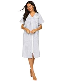 Ekouaer batas para dama de manga corta abrigo de casa con cremallera frontal camisones de color sólido ropa de dormir