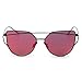 Women Fashion Twin-Beams Classic Metal Frame Mirror Sunglasses (Red)