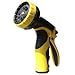 VOLFO Garden Hose Nozzle, Spray Nozzle, Plastic ABS Water Nozzle, Heavy Duty 9 Adjustable Watering Patterns, Yellow, 12-month Worry-free Quality Warranty