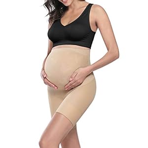“Baby Bump” Premium Maternity Shapewear, High Waisted Mid-Thigh Pregnancy Underwear Prevent Chaffing Soft Adominal…
