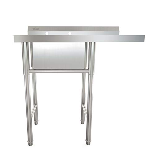Bonnlo Commercial Stainless Steel Sink with Drainboard Heavy Duty Landry Sink Utility Tub for Outdoor, Laundry Room, Workshop, Basement, Garage, Kitchenï¼ˆTube Size: 18"L x 15.8" W x 8.8"Dï¼‰