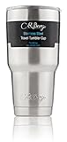 Stainless Steel Tumbler 30 Oz Cup, Double Wall Vacuum Insulation - Ice Cold Cooler Thermos Travel Mug, Keep Beverages Hot, No Sweat, BPA Free, Thermal Lid, Coffee Ebook Bonus, 10% Off Coupon by C&Berg