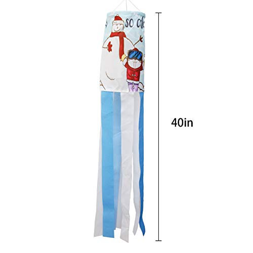 PINCHUANG 40 Inch Snowman Winter Windsock Flag, Christmas Windsock Outdoor Hanging Decoration for Front Yard Patio Lawn Garden Party Decor (Style B)