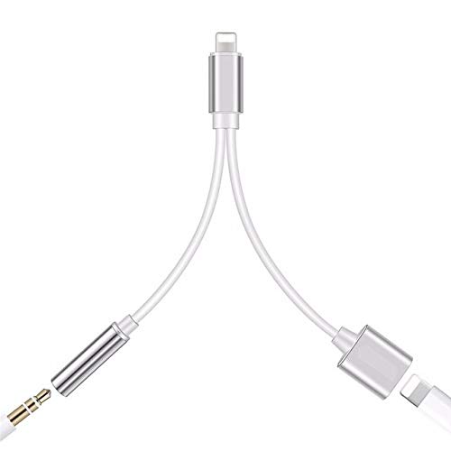Headphone Adapter for iPhone 3.5mm Jack 2 in 1 Converter Connector Cables Earphone Adaptor Splitter Dongle Aux Audio Compatible with iPhone 7 8 Plus X XS XR Max for iOS 11 12 or Up