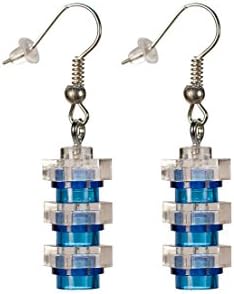Blue Lego Dangle Earrings - Three Tier