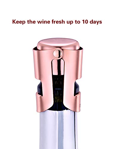 OWO Champagne Stopper, Stainless Steel Bottle Plug Sealer for Sparkling Wine, Superior Leak-Proof Bubble Retaining Saver, No Sharp Edge, No Spill, Fizz Saver, Passed Press Test (Rose Gold)